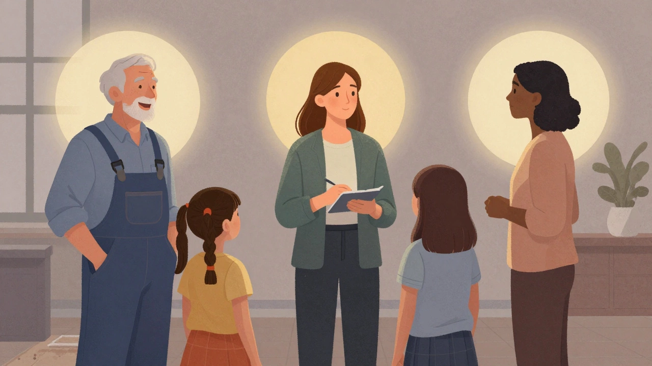 Three individuals in everyday UK settings, each radiating quiet confidence through their unique strengths.