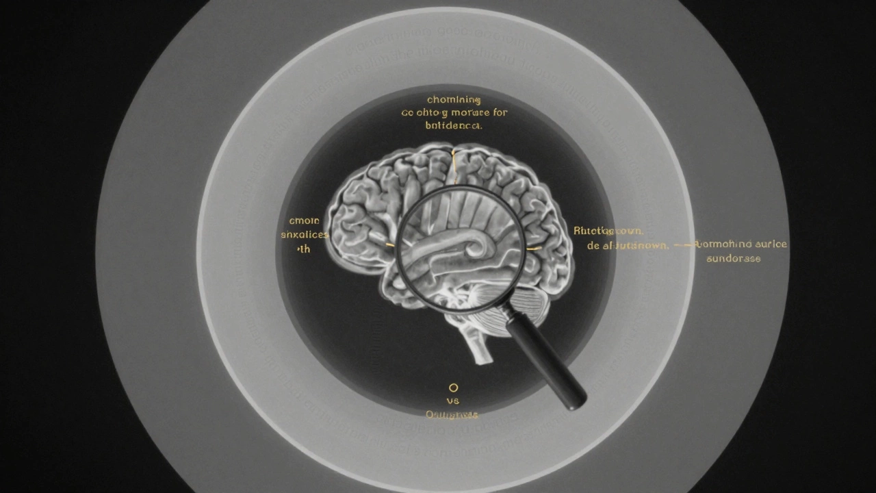 Three layered layers of mindset: core beliefs, pattern recognition, and behavioral triggers visualized as transparent rings.
