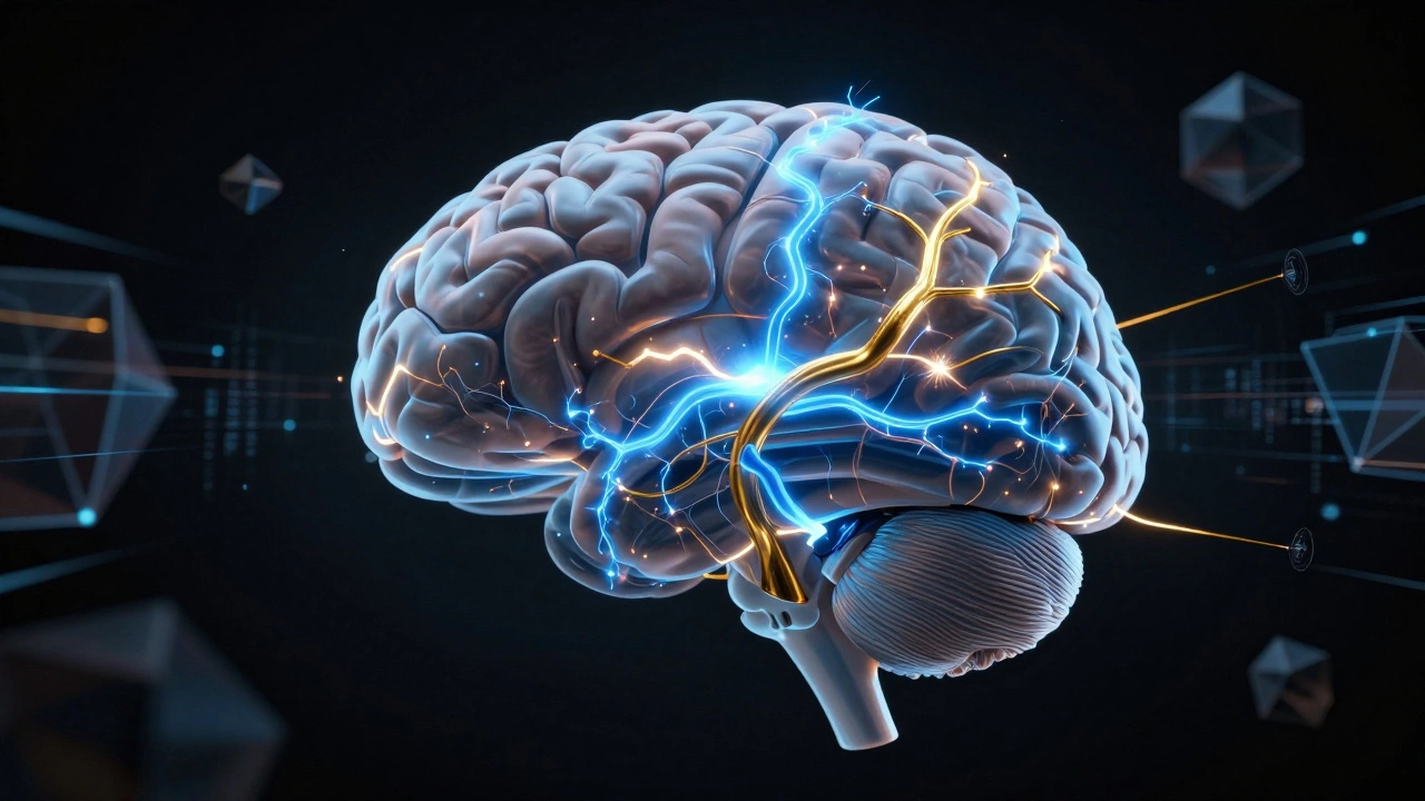 3D render of a brain with glowing neural pathways forming new connections.