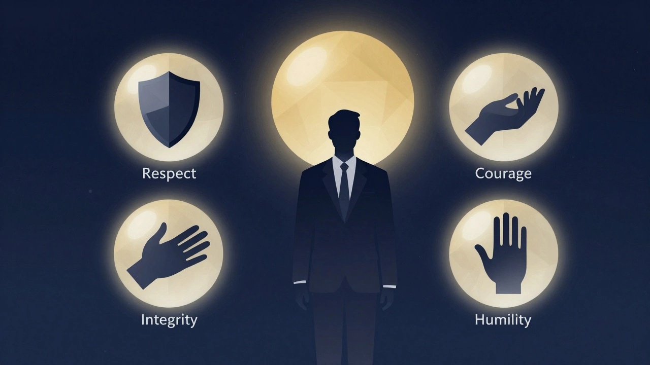 Abstract art illustrating virtues of respect and integrity