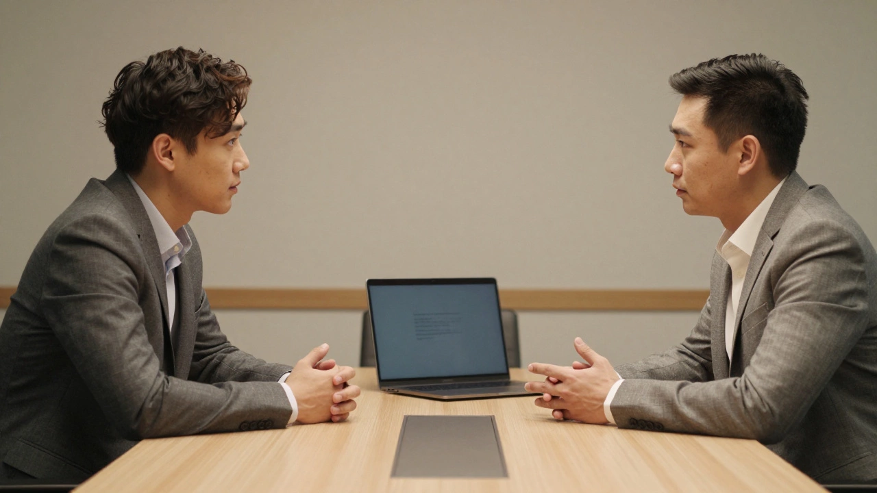 Employee and manager having a respectful, collaborative salary discussion