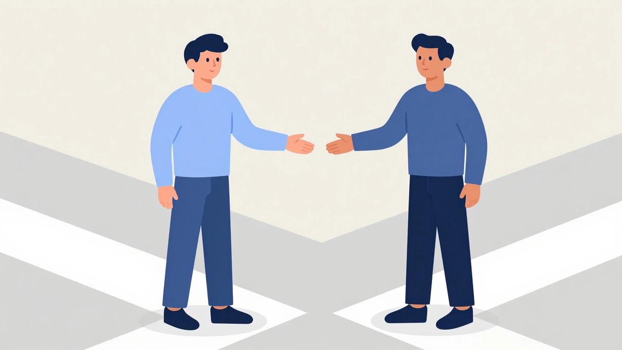 Illustration of two people sharing equal space and mutual respect.