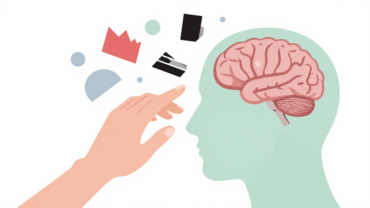 Abstract shapes inside a head being gently rearranged