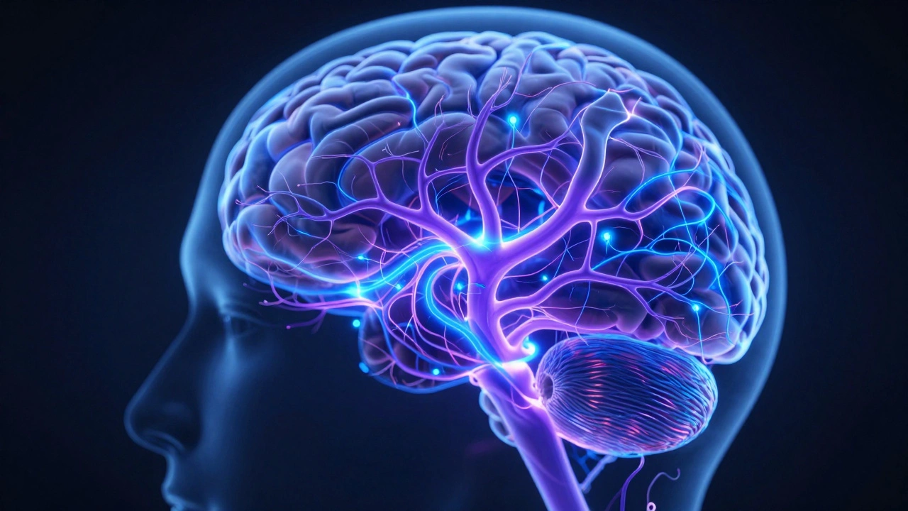 Glowing neural pathways in a brain illustrating neuroplasticity and new connections forming.