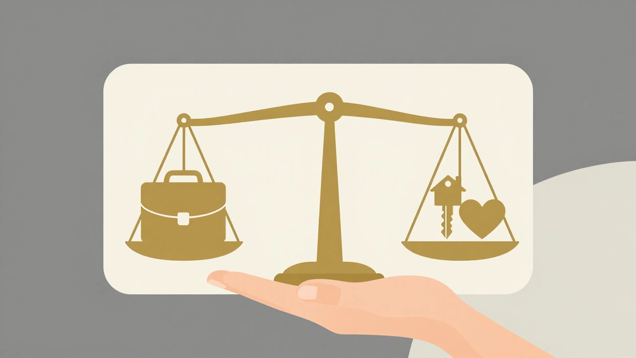 Illustration of a balanced scale showing career and home life harmony