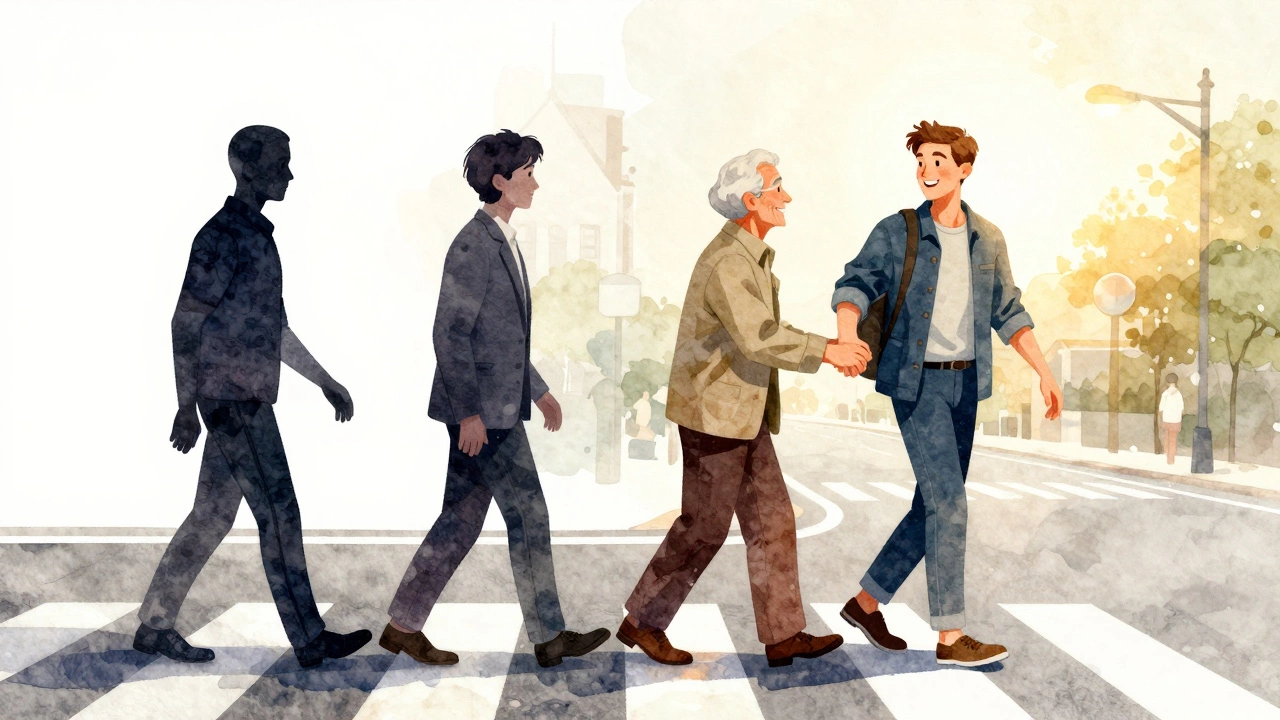 Illustration of modern chivalry and kindness in daily life