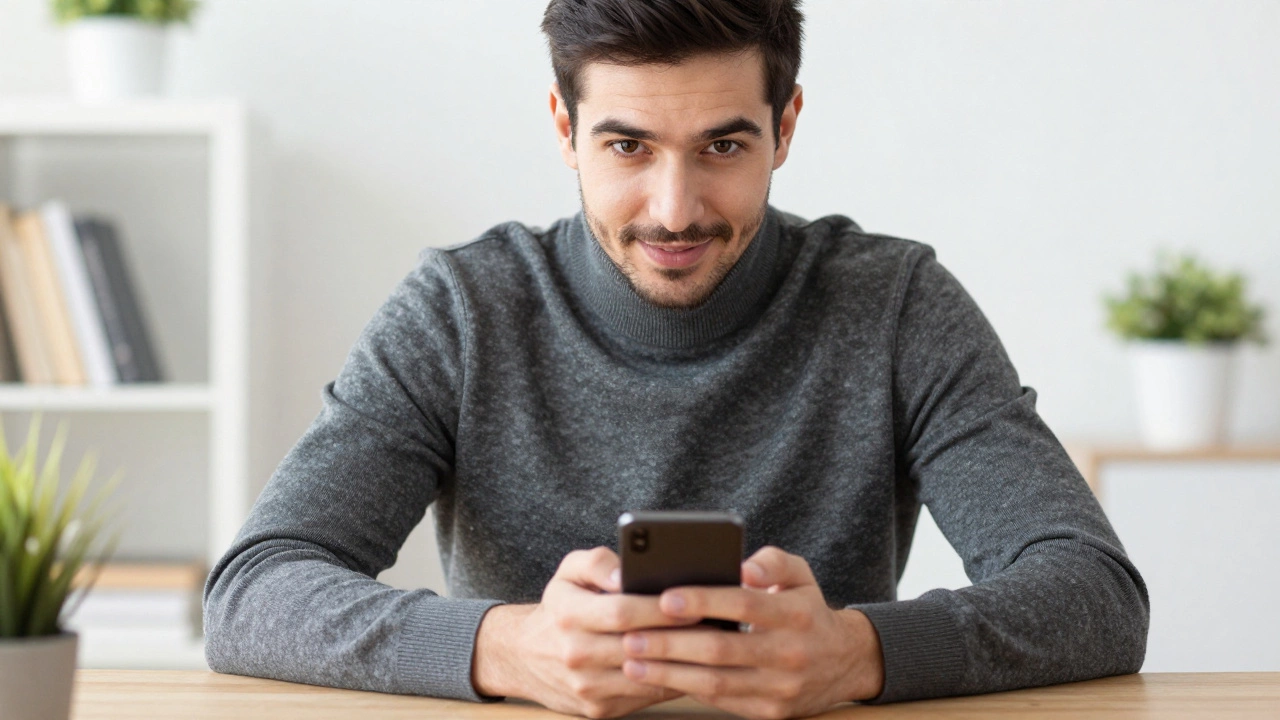 Well-groomed man putting phone away to focus on conversation
