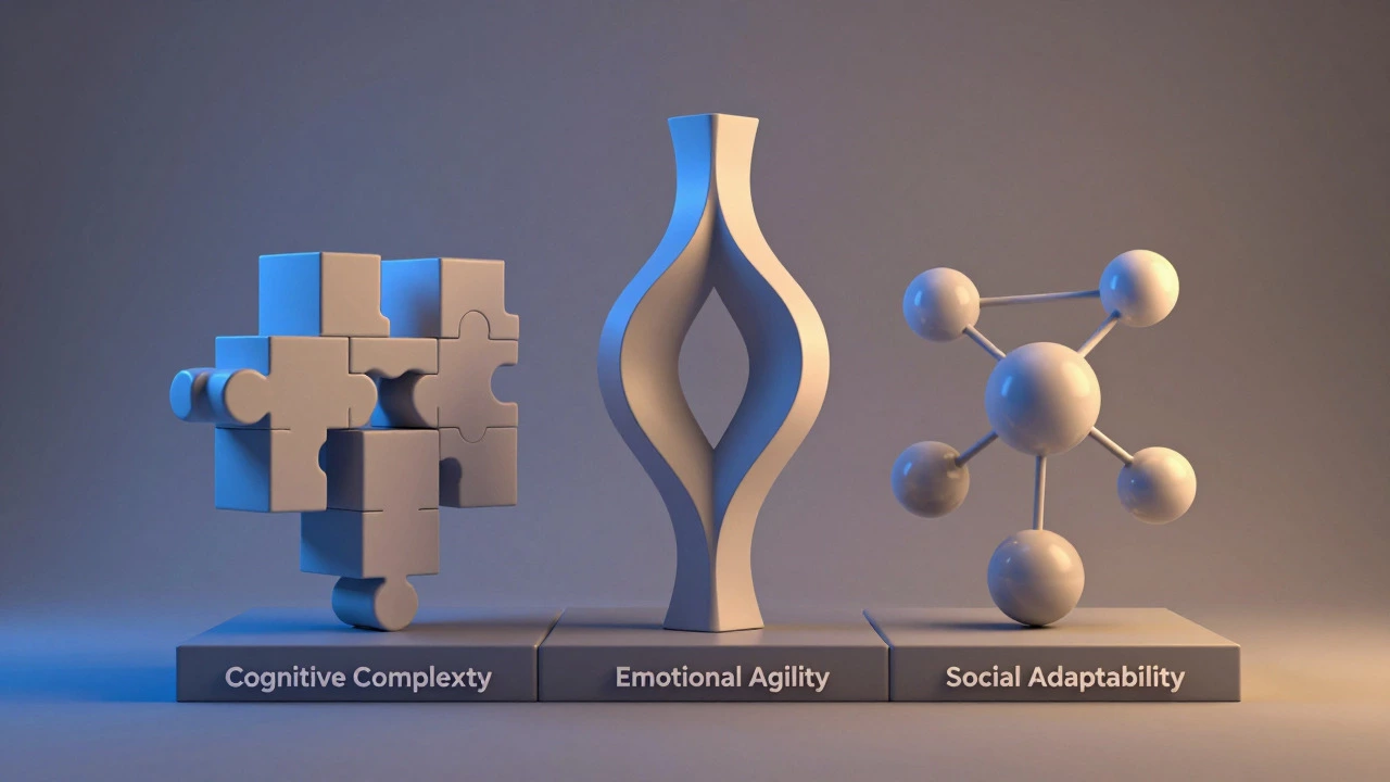 Abstract 3D representation of the three pillars of global mindset