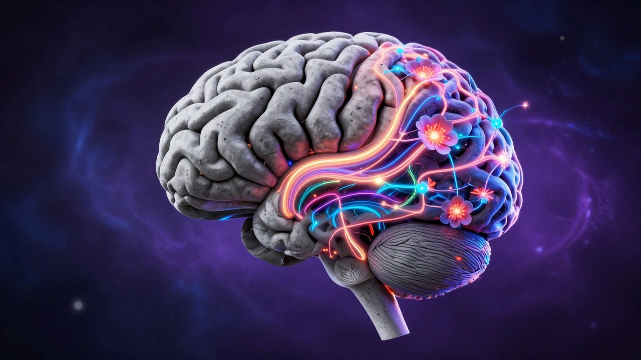 Brain illustration showing rigid fixed mindset versus dynamic growth mindset pathways