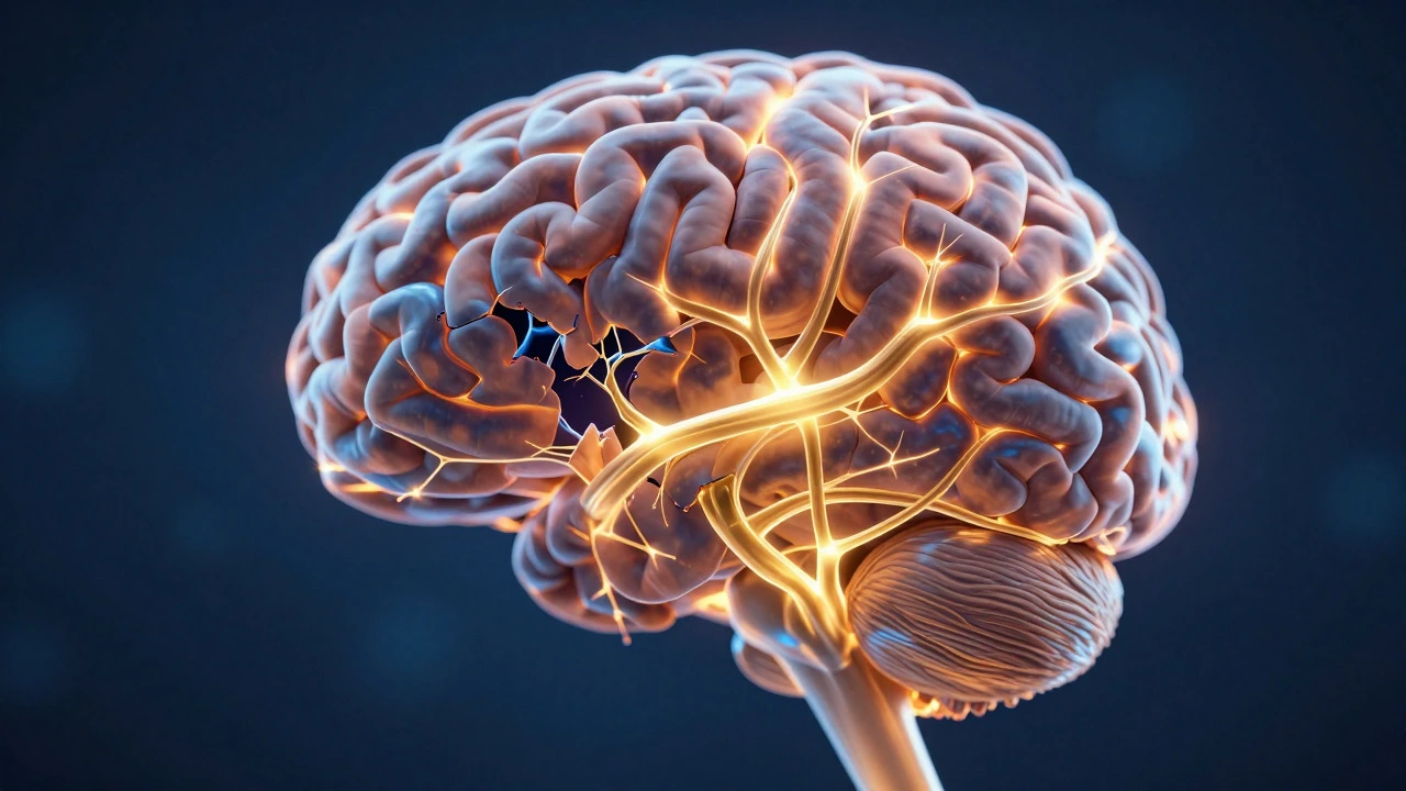 Glowing brain network showing new neural connections forming and old ones breaking