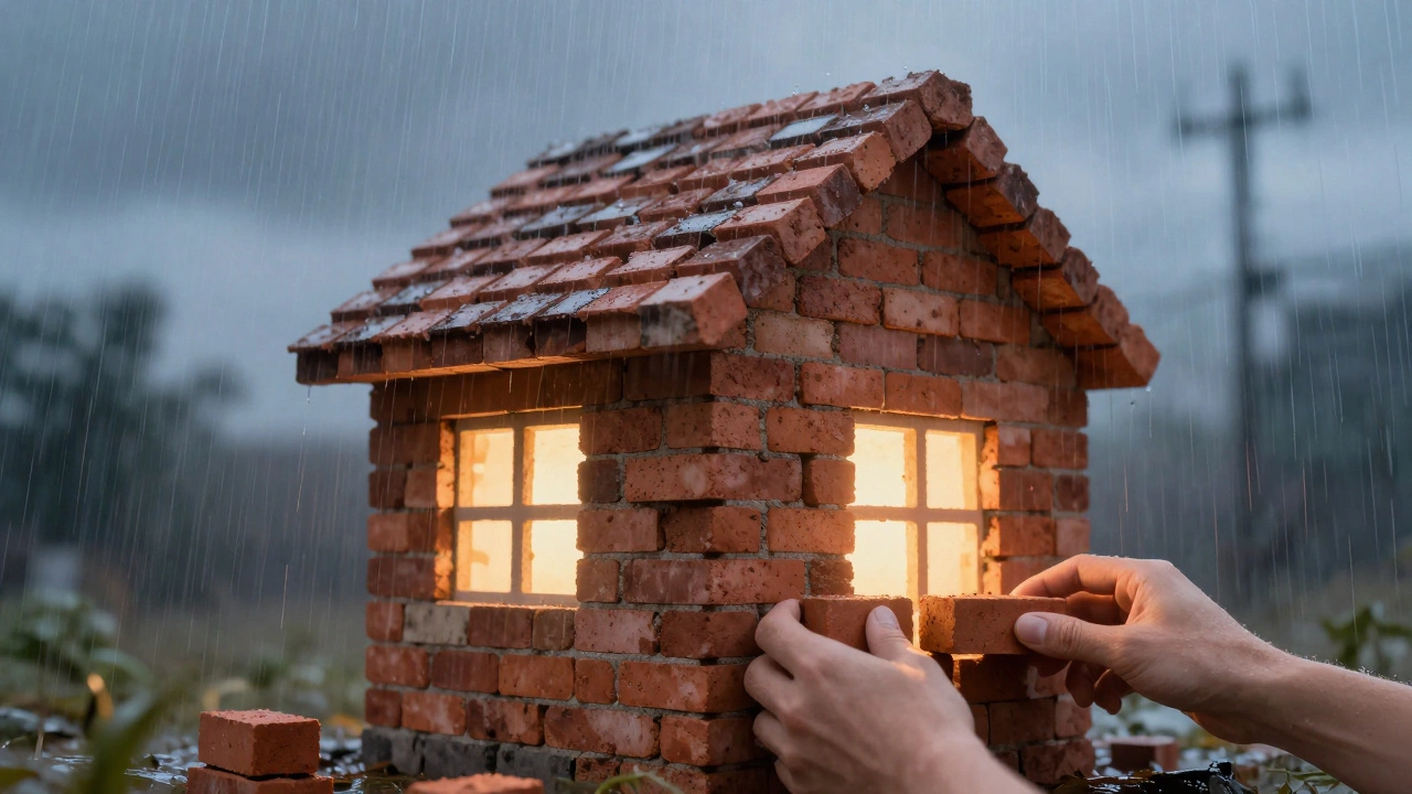 Hands building a glowing brick house symbolizing trust repair