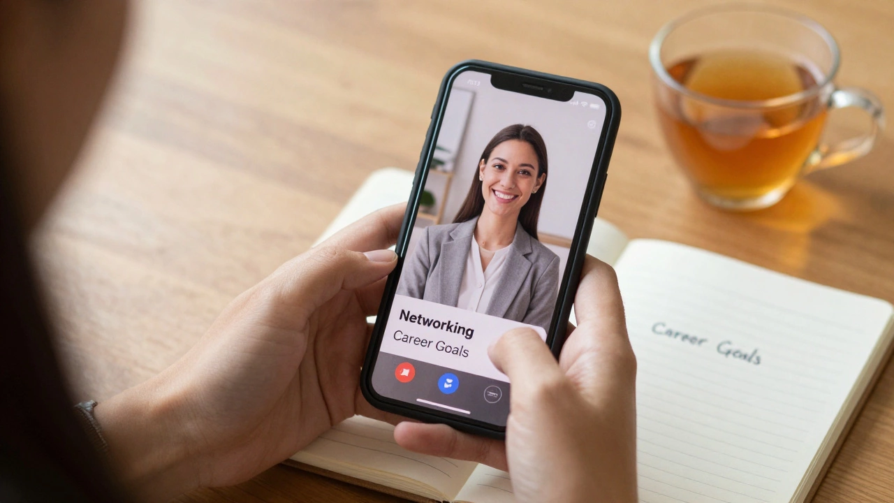 Person having a video call for career networking advice