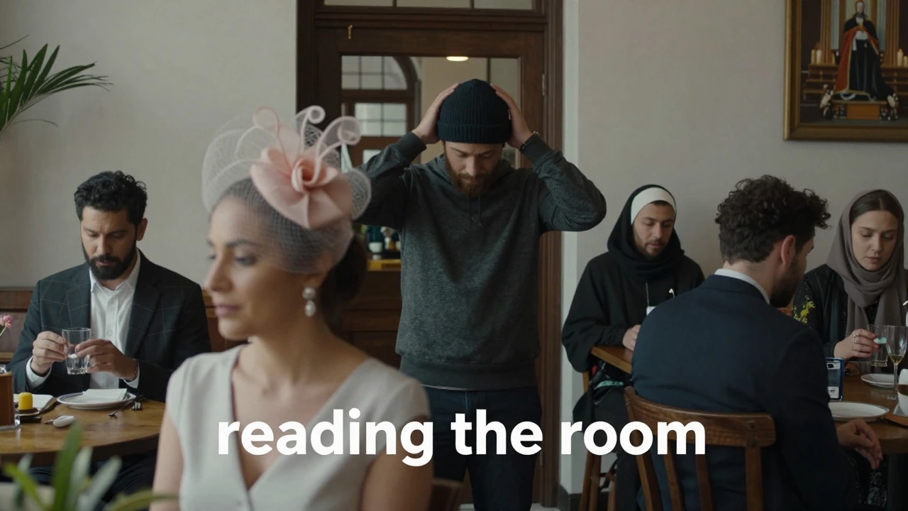 Diverse scenes showing cultural hat etiquette norms