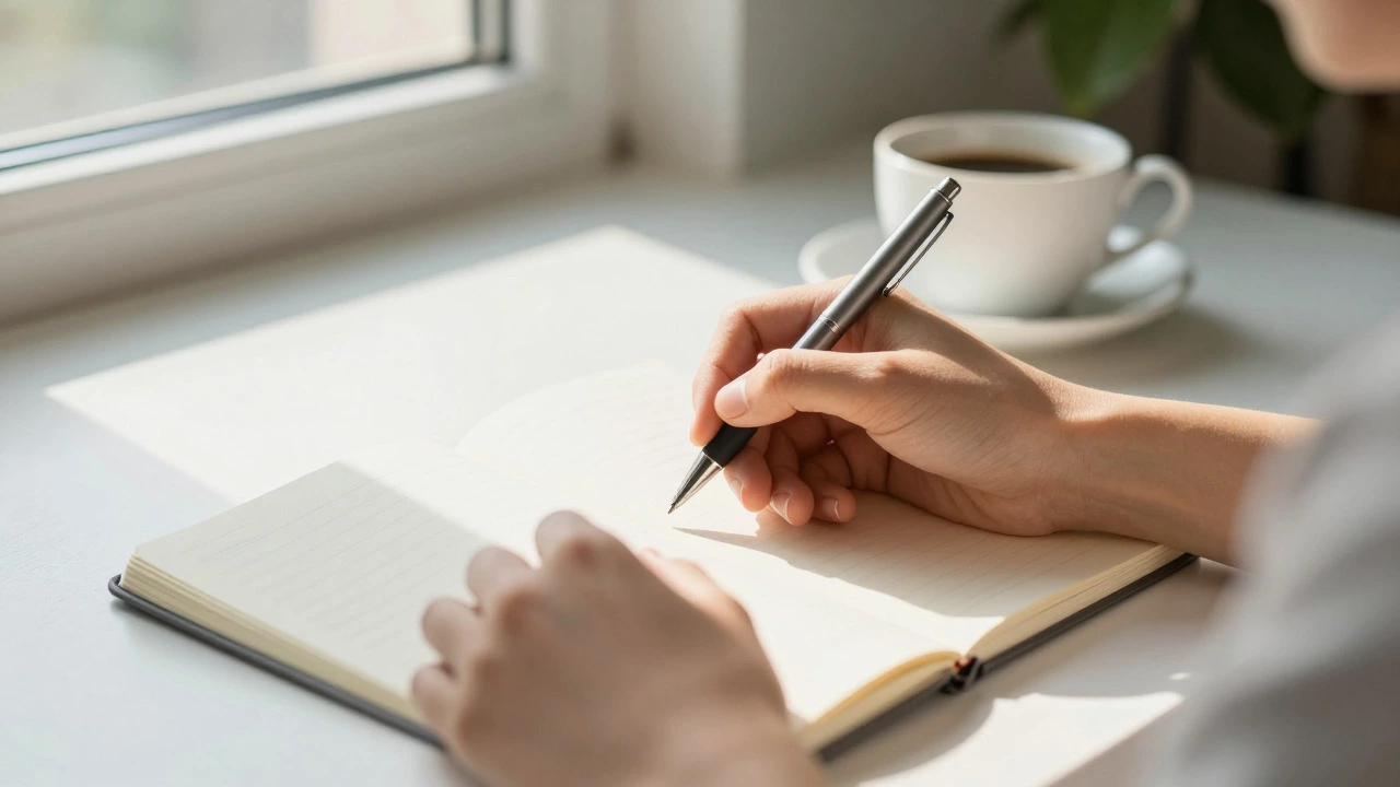 Person journaling in morning light, symbolizing intentional daily habits