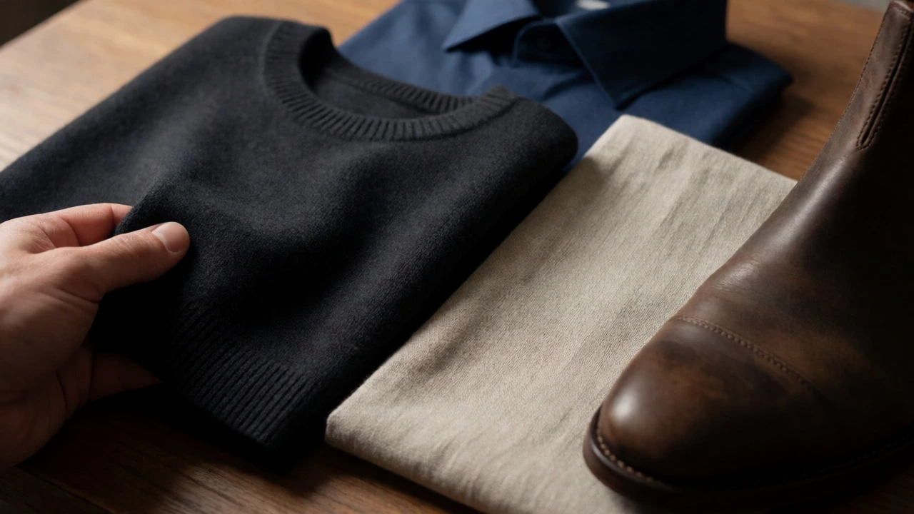 Close-up of high-quality wool, cotton, linen, and leather fabrics